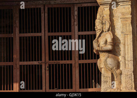 Gate Keeper à Tanjavur Temple Brihadeshwara,TamilNadu. L'Inde Banque D'Images