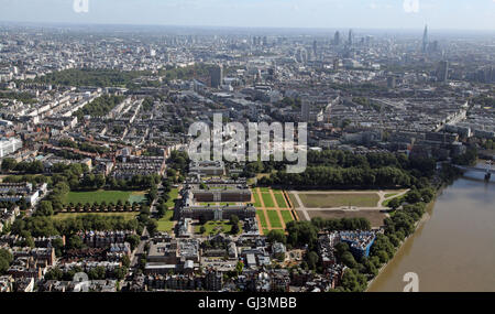 Vue aérienne de la Royal Hospital Chelsea & RHS Chelsea Flower Show Place, Londres SW10, UK Banque D'Images