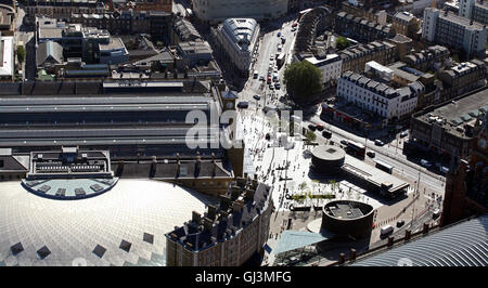 Vue aérienne de la gare de Kings Cross à Londres, Royaume-Uni Banque D'Images