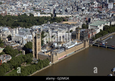 Vue aérienne des Chambres du Parlement, Londres, UK Banque D'Images