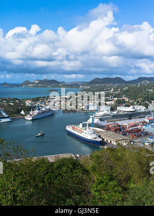 Dh Castries Sainte-lucie Caraïbes Lookout voir Marco Polo CMV dans le port des Caraïbes Banque D'Images