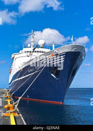 Marco Polo dh Caraïbes Croisière paquebot de croisière amarré à CMV Kingstown St Vincent wharf pier Banque D'Images