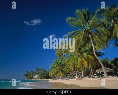 Plage du bas, la Barbade, la mer des Caraïbes, Antilles Banque D'Images
