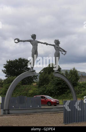 Cette sculpture de la fin du voyage par Andy Scott Clackmannanshire Alloa Ecosse Juillet 2016 Banque D'Images