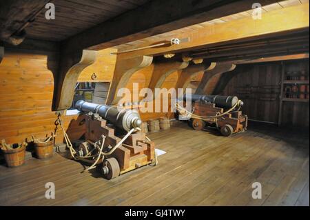 Milan (Italie), Musée national des sciences et de la technologie Léonard De Vinci ; la section de la marine ; la reconstruction d'un '700 voilier Banque D'Images