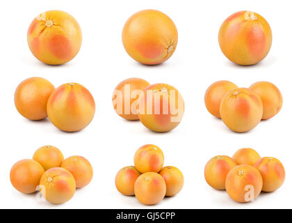 L'ensemble de pamplemousses frais parfait isolé sur fond blanc en pleine profondeur de champ. Banque D'Images