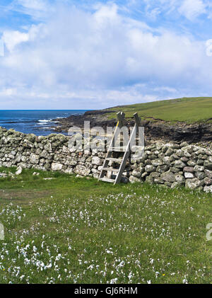 Dh sentier Sentier SHETLAND ESHANESS drystone stile digue en pierre sèche les Shetland ecosse sentier Banque D'Images