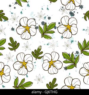 Seamless texture avec fleur blanche. Illustration de Vecteur