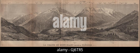 PANORAMA. MASSIF DU MONT BLANC à partir de la Flégère 1806m. Chamonix. Haute-Savoie, 1905 map Banque D'Images