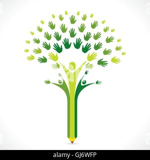 Creative Kids crayon part tree design pour soutenir ou aider concept vector Illustration de Vecteur