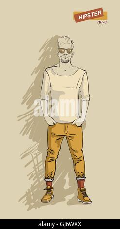 Dans mode homme Hipster Illustration de Vecteur