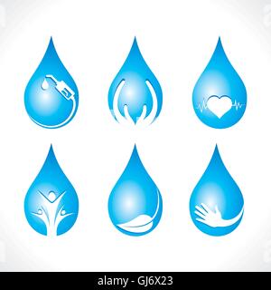 L'icône de création en goutte d'eau comme l'économie d'eau, naturel, sain, vecteur concept de carburant Illustration de Vecteur