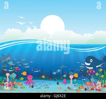 Funny cartoon sea life design pour vous Illustration de Vecteur