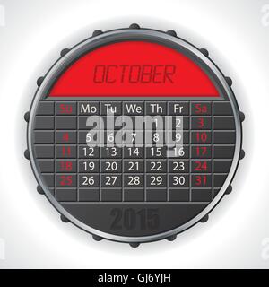 2015 octobre calendrier avec affichage LCD Illustration de Vecteur