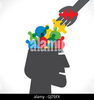 Tête en forme de pièce de puzzle ou confondre concept vector Illustration de Vecteur