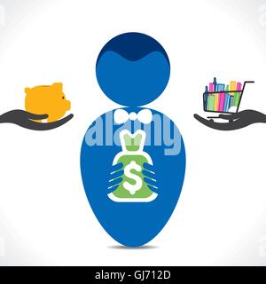 Confondre les hommes , l'utilisation de l'argent à investir ou shopping concept vectorconfuse , les hommes d'investir ou de l'utilisation de l'argent shopping concept vector Illustration de Vecteur