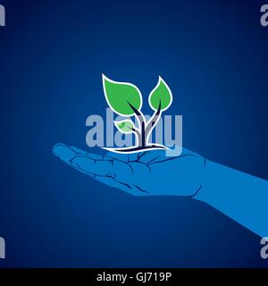 Plante verte dans la main vector Illustration de Vecteur
