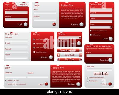 Rouge et argent conception de formulaires web Illustration de Vecteur