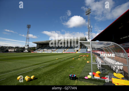 Une vue générale de la hauteur à Dens Park Stadium en avant de la Ladbrokes Premiership match à Dens Park, Dundee. Banque D'Images