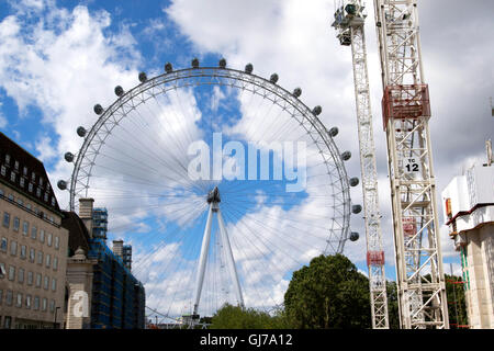 La grande roue London Eye sur la rive sud de la Tamise à Londres UK Banque D'Images