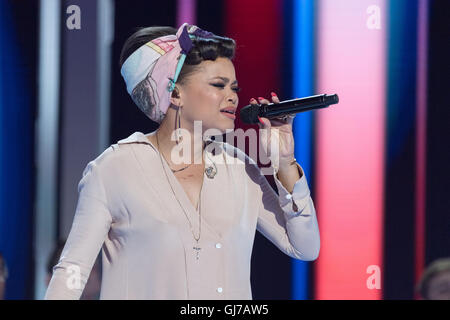 Singer l'Andra effectue jour pendant le 2e jour de la Convention Nationale Démocratique à la Wells Fargo Center le 26 juillet 2016 à Philadelphie, Pennsylvanie. Banque D'Images