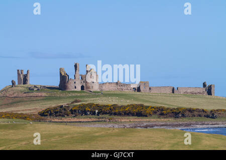 Vue sur Château De Dunstanburgh venant du Sud. Construit par le comte Thomas de Lancastre à compter de 1313 Banque D'Images