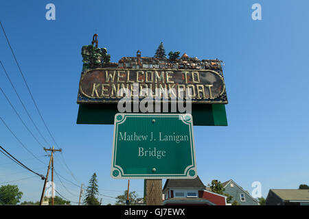 Une photographie d'un signe de Kennebunkport dans le comté de York, Maine, United States. C'est historiquement un village de pêche et la construction navale Banque D'Images
