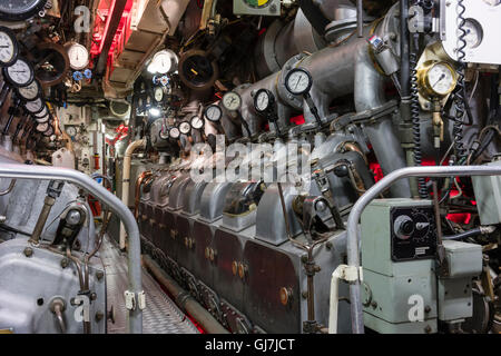 Sous-marin de la salle des machines Banque D'Images