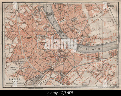 BÂLE Bâle. La ville de Bâle ville stadtplan.. Switzerland Suisse Schweiz, 1922 map Banque D'Images