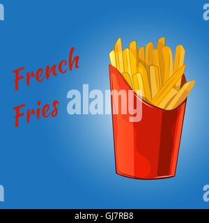 Les frites sur le fond bleu. Illustration de Vecteur