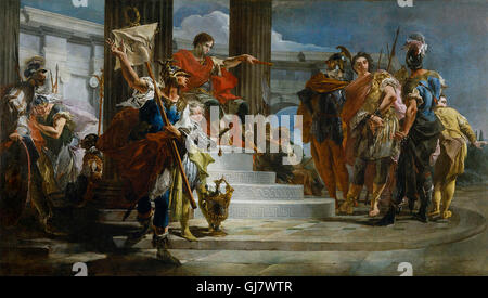 Scipion l'compatibles Massiva libérant peint par Giovanni Battista Tiepolo. Publius Cornelius Scipio africanus (236-183 av. J.-C.), également connu sous le nom de Scipion l'Africain, Scipion Africanus-Major, Scipion l'Africain, Scipion et le Grand, était un général romain et plus tard consul qui est souvent considéré comme l'un des plus grands généraux et stratèges militaires de tous les temps. Banque D'Images