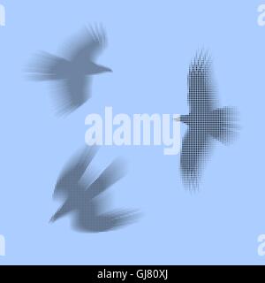 Les oiseaux, les aigles 10 EPS vectoriel illustration. Simplement faites de points gris et noir. Concept de restauration rapide et de la libre circulation. Illustration de Vecteur