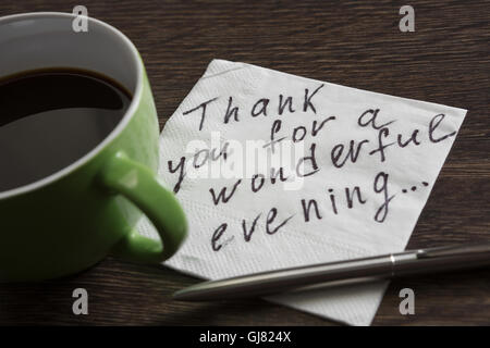 Message écrit sur nappes Banque D'Images