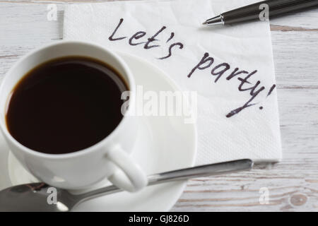 Message écrit sur nappes Banque D'Images