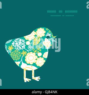 Flowerals émeraude vecteur silhouette châssis Pâques poulet Illustration de Vecteur