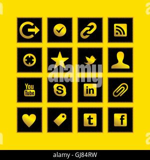 Jaune et Noir icon set Illustration de Vecteur