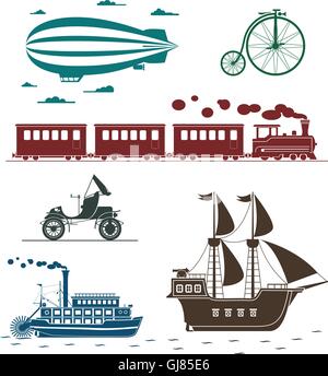 Vector icons de millésime moyen de transport. Illustration de Vecteur