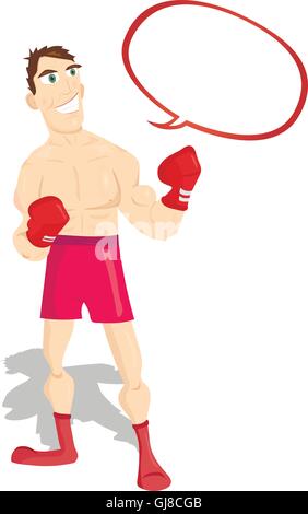Drôle de personnage, boxeur, champion de boxe, Illustration de Vecteur