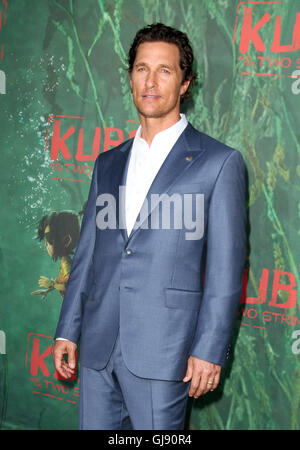 Los Angeles, CALIFORNIE, États-Unis. 14 août 2016. 14 août 2016 - Los Angeles, Californie - Matthew McConaughey. Kubo et The Two Strings World Premiere au AMC Universal City Walk Universal Studios Hollywood à Los Angeles. Crédit photo : AdMedia crédit : AdMedia /Alamy Live News Banque D'Images