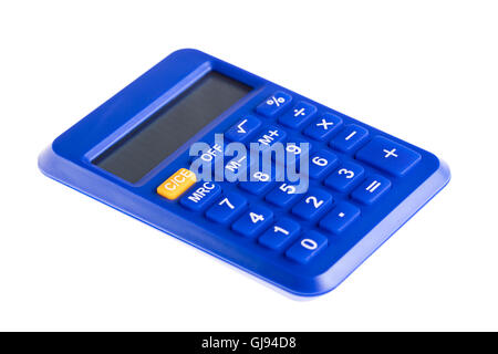 La calculatrice bleu isolé sur fond blanc Banque D'Images