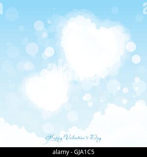 Valentines Day Greeting Card Deux Cœurs dans le ciel Illustration de Vecteur