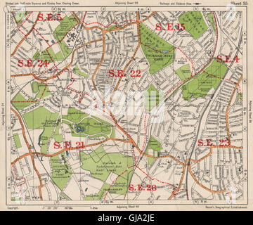 SE DE LONDRES. 76200 Honneur Oak Forest Hill Herne Hill Peckham Rye. BACON, 1938 map Banque D'Images