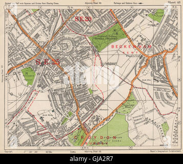 Sud-est de Londres. Woodside Norwood sud Elmer's Fin Anerley. BACON, 1938 map Banque D'Images