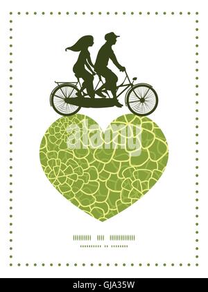 Vector abstract green texture naturelle couple on tandem coeur ossature frame pattern modèle de carte de vœux Illustration de Vecteur