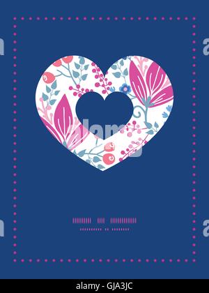 Fleurs rose vecteur symbole coeur frame pattern invitation modèle de carte de vœux Illustration de Vecteur