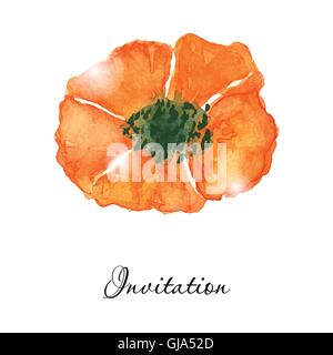 Fleurs de pavot. Carte de voeux ou d'invitation vector. Hand drawn aquarel illustration. Illustration de Vecteur