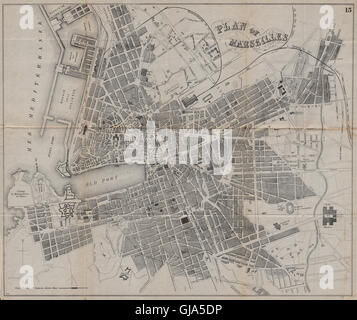 Marseille. Plan de la ville antique. Plan de la ville. La France. BRADSHAW, 1895 Banque D'Images