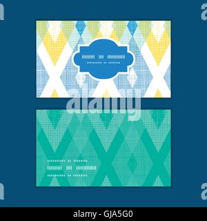 Tissu coloré vecteur horizontal ikat diamond frame pattern business cards set Illustration de Vecteur