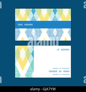 Tissu coloré vecteur diamond ikat horizontal stripe frame pattern business cards set Illustration de Vecteur