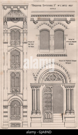 Entrepôt, Southwark St. ; M. E. Bates Détails de l'architecte. Londres, 1867 imprimer Banque D'Images